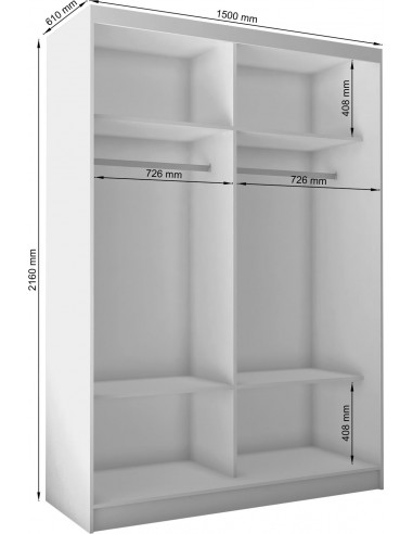 Moderner Kleiderschrank Weiß mit Spiegel 120 150 180 200 cm - Weiß Matt Schwebetürenschrank für Schlafzimmer mit Schiebetüren - Kleiderstange -