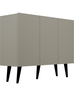 Kommode Sideboard 120 cm - Skandinavisch Schrank 40 cm Tiefe mit Holz Füße und 3 Türen -