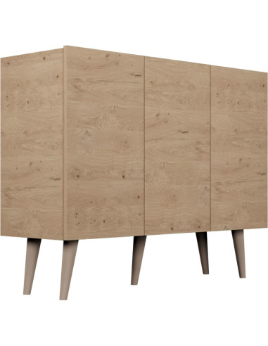 Kommode Sideboard 120 cm - Skandinavisch Schrank 40 cm Tiefe mit Holz Füße und 3 Türen -