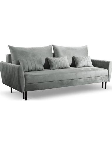 Sofa mit Bettkasten - Samt Schlafsofa mit Schwarze Holzbeine - 3 Sitzer Sofa Couch mit Schlaffunktion Bettfunktion Skandinavisch Polstergarnitur -