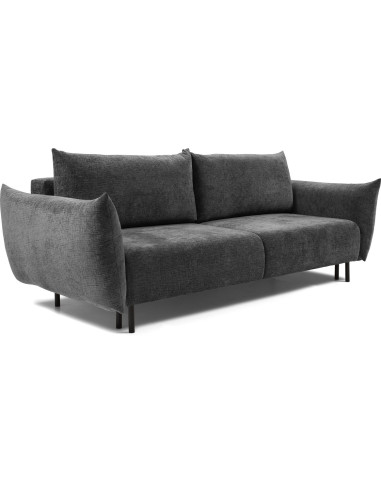 Sofa mit Bettkasten - Schlafsofa mit Schwarze Metallbeine - 3 Sitzer Sofa Bett - Couch mit Schlaffunktion Bettfunktion Skandinavisch Polstergarnitur -