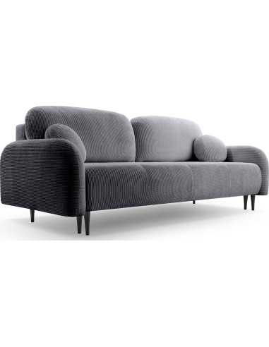 Sofa mit Bettkasten - Schlafsofa mit Schwarze Metallbeine - 3 Sitzer Sofa Couch mit Schlaffunktion Bettfunktion Skandinavisch Polstergarnitur -