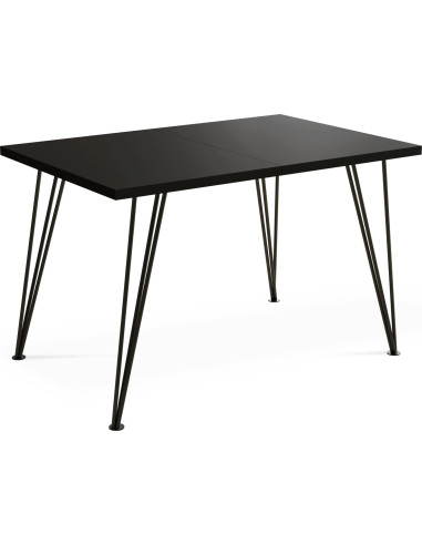 Rechteckig Ausziehbarer Esstisch 120 140 160 cm - Loft Style Tisch mit Schwarze Metallbeinen - 120 bis 220 cm - Industrieller Glamour Tisch für Wohnzimmer -