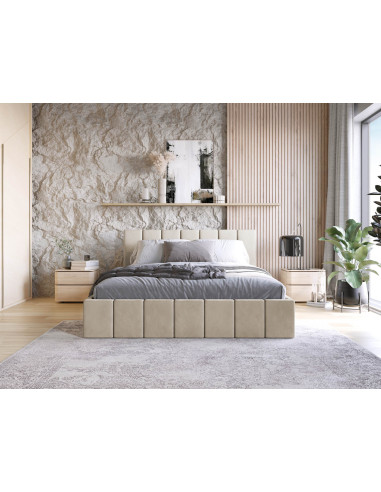 Samtstoff Polsterbett Doppelbett Komplett 120x200 140x200 160x200 180x200 cm Slim Bettgestell Mit Bettkasten Lattenrost und Kopfteil - Hydrophobe Stoff - Samt Bett -