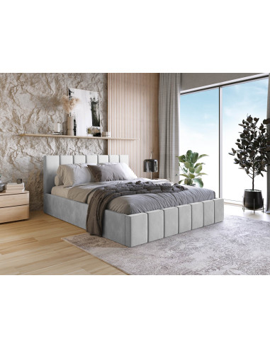 Samtstoff Polsterbett Doppelbett Komplett 120x200 140x200 160x200 180x200 cm Slim Bettgestell Mit Bettkasten Lattenrost und Kopfteil - Hydrophobe Stoff - Samt Bett -