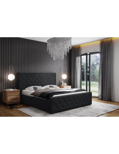 Samtstoff Polsterbett Doppelbett Stauraum 120x200 140x200 160x200 180x200 cm Bettgestell Mit Bettkasten Lattenrost und Kopfteil - Bett mit Kristallen - Hydrophobe Stoff -